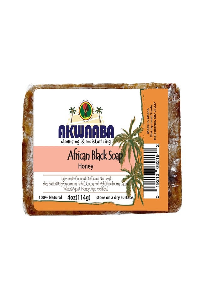 AKWAABA African Black Soap | Honey | Bar Soap | 4 oz | For Face & Body - Image 1