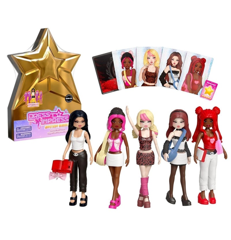 PhatMojo Dress to Impress Mystery Models Superstar 5-Pack Series 1, Blind Box Collectible Small Dolls with Star Storage Case, Includes DLC Code, Officially Licensed Toy - Image 1