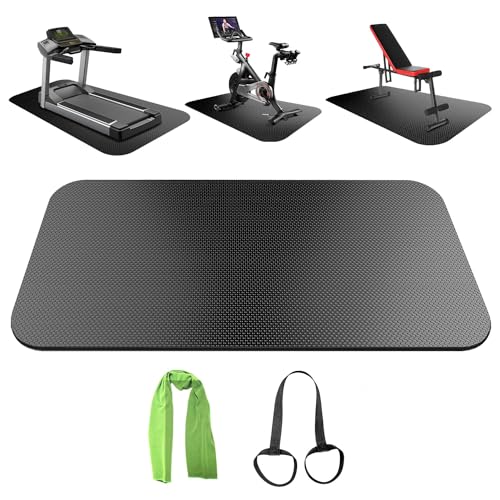 EVEME Treadmill Mat,Bike Mat Compatible with Peloton Bike Elliptical Treadmill,Folding Pad Exercise Equipment Under Exercise Trainer Pad for Stationary Indoor Spin - Image 1