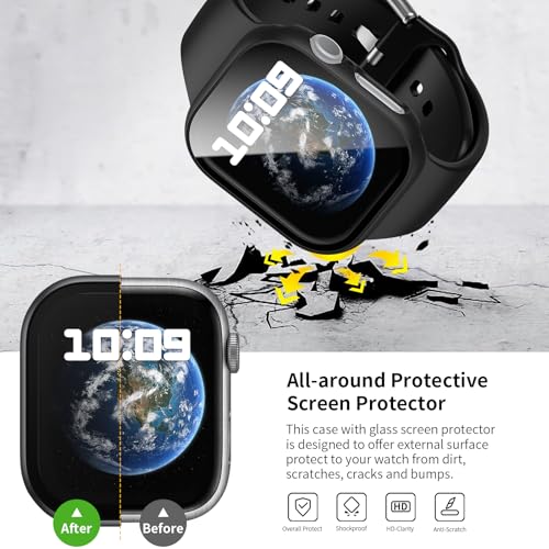 Rontion 6 Pack Hard PC Case Compatible with Apple Watch Series 11/10 42mm with Tempered Glass Screen Protector, Ultra-Thin Scratch Resistant Protective Bumper Covers for iWatch 11/10 42mm Accessories - Image 3