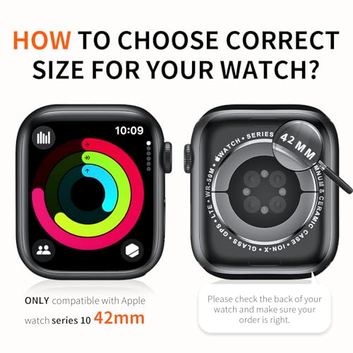 Rontion 6 Pack Hard PC Case Compatible with Apple Watch Series 11/10 42mm with Tempered Glass Screen Protector, Ultra-Thin Scratch Resistant Protective Bumper Covers for iWatch 11/10 42mm Accessories - Image 2