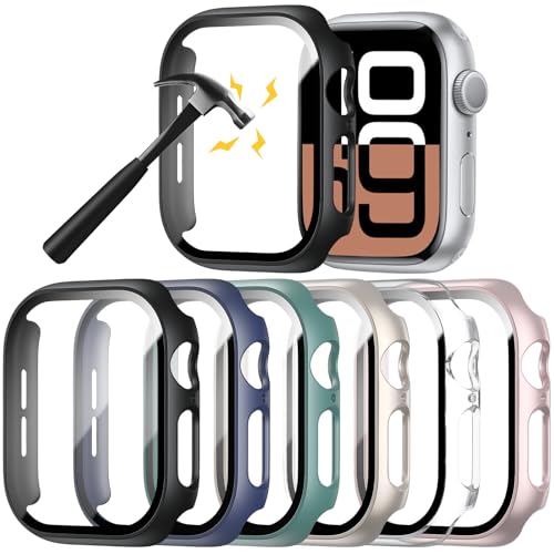 Rontion 6 Pack Hard PC Case Compatible with Apple Watch Series 11/10 42mm with Tempered Glass Screen Protector, Ultra-Thin Scratch Resistant Protective Bumper Covers for iWatch 11/10 42mm Accessories - Image 1