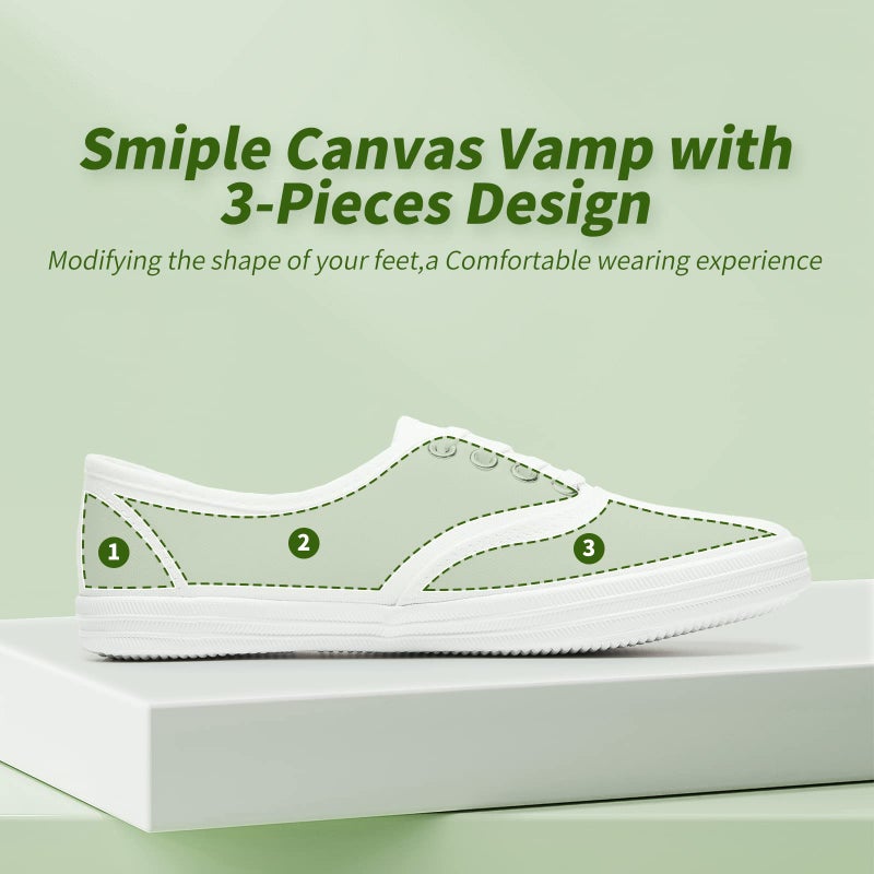 TUOPIN Womens White Canvas Sneakers Low Top Lace-up Canvas Shoes Lightweight Casual Tennis Shoes(White.US6) - Image 5