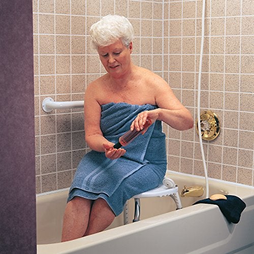 Carex Adjustable Bath and Shower Seat – Shower Stool - Aluminum Bath Seat - Shower Chair with Handle - Image 3
