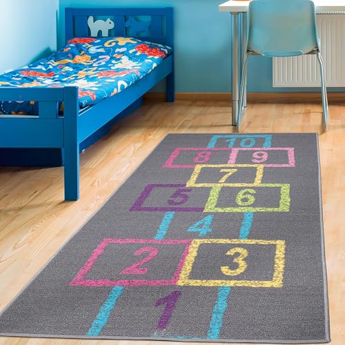 Ottomanson 27 x 6 Hopscotch Kids Rug  Play Mat for Playroom Bedroom Daycare  Classroom  Fun  Interactive Game Carpet  Durable and NonSlip  Perfect for Learning  HighTraffic Areas Pink