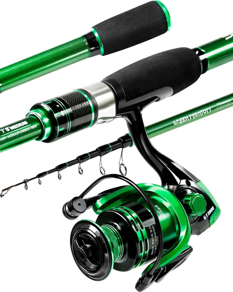 Ghosthorn Fishing Rod and Reel Combo, Graphite Telescoping Fishing Pole Travel Compact Rod for Freshwater Saltwater - Image 1