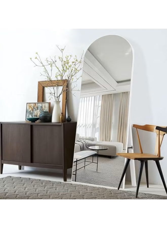 Vphom Arched Full-Length Floor Mirror White Aluminum Frame (160x50 cm) – Free-Standing, Wall-Mounted & Leaning Dressing Mirror for Bedroom, Living Room & Hallway - Image 2