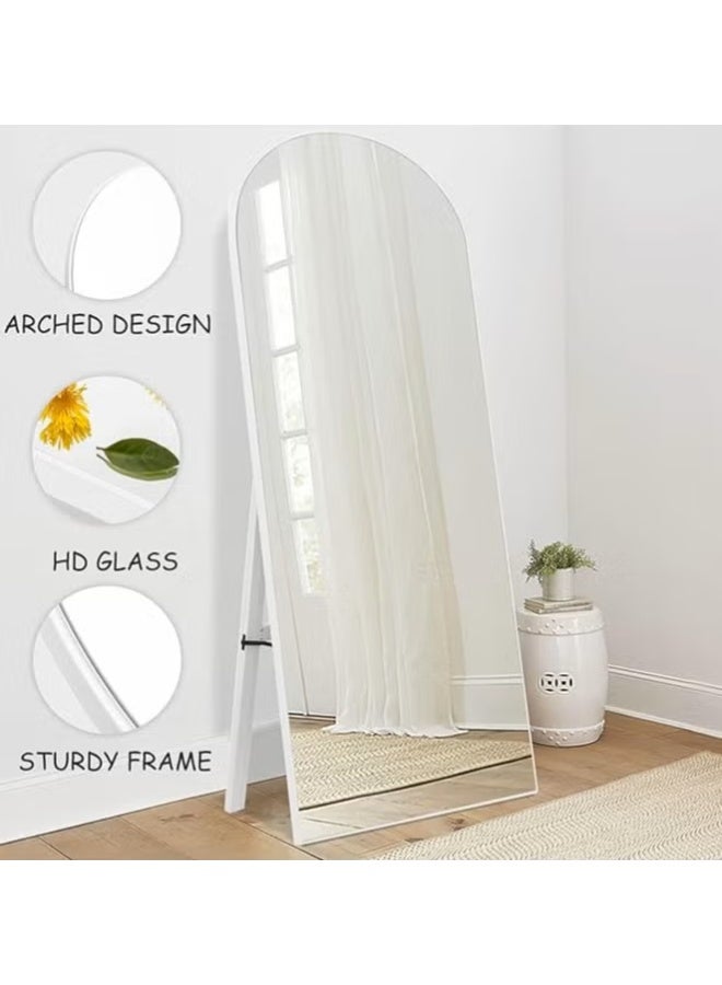Vphom Arched Full-Length Floor Mirror White Aluminum Frame (160x50 cm) – Free-Standing, Wall-Mounted & Leaning Dressing Mirror for Bedroom, Living Room & Hallway - Image 5