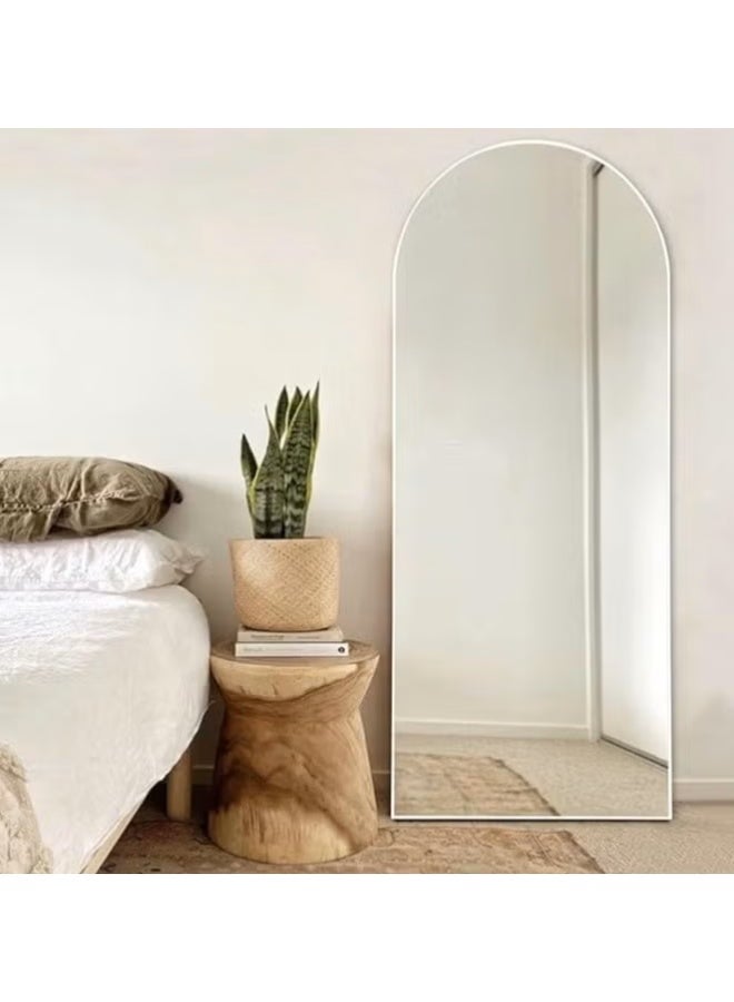 Vphom Arched Full-Length Floor Mirror White Aluminum Frame (160x50 cm) – Free-Standing, Wall-Mounted & Leaning Dressing Mirror for Bedroom, Living Room & Hallway - Image 3
