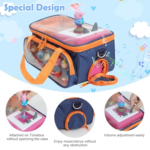 Demao Portable Travel Case for Toniebox 2/1 Starter Set-Protective Carrier |Compatible with Toniebox Audio Player, Characters, Charging Station and Earphones |Plays Audio Anytime&Anywhere (Navy Blue) - Image 3