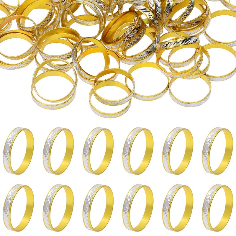 PENTA ANGEL Bridal Shower Rings 100Pcs Aluminum Alloy Glitter Fake Engagement Rings for Wedding Table Scatter Party Favors Decorations and Crafts DIY (Gold) - Image 1