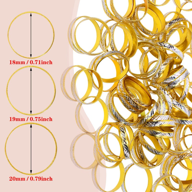 PENTA ANGEL Bridal Shower Rings 100Pcs Aluminum Alloy Glitter Fake Engagement Rings for Wedding Table Scatter Party Favors Decorations and Crafts DIY (Gold) - Image 2