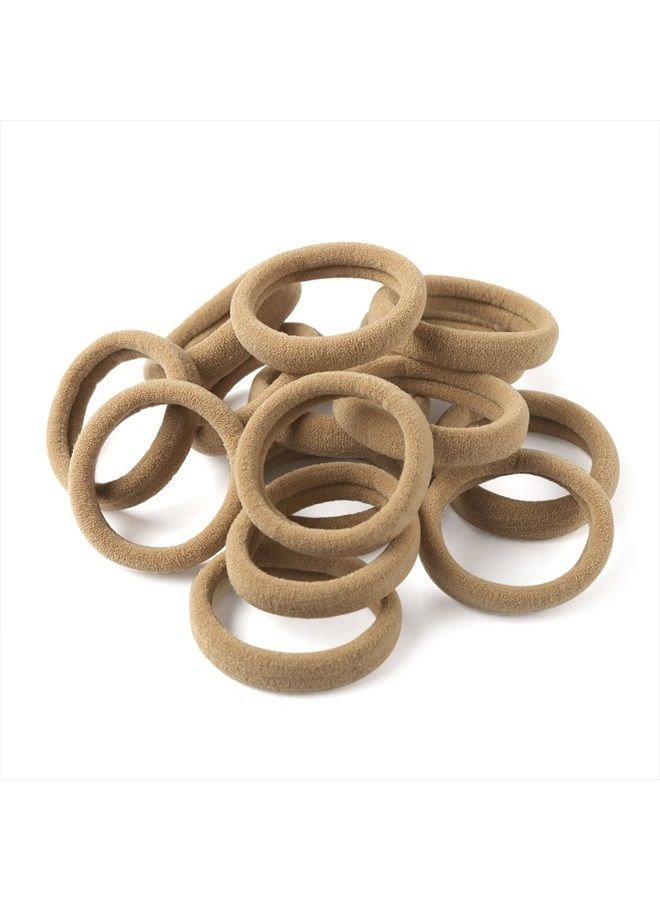XIMA 60pcs Nylon Elastic Hair Ties Hair Ties Bands Rope No Crease Elastic Fabric Large Cotton Stretch Ouchless Ponytail Holders (60pcs-Tan(HT007-17)) - Image 1