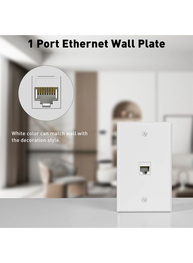 10 Pack Matte White Single Gang Ethernet Wall Plate Outlet With RJ45 Keystone Coupler - Image 4