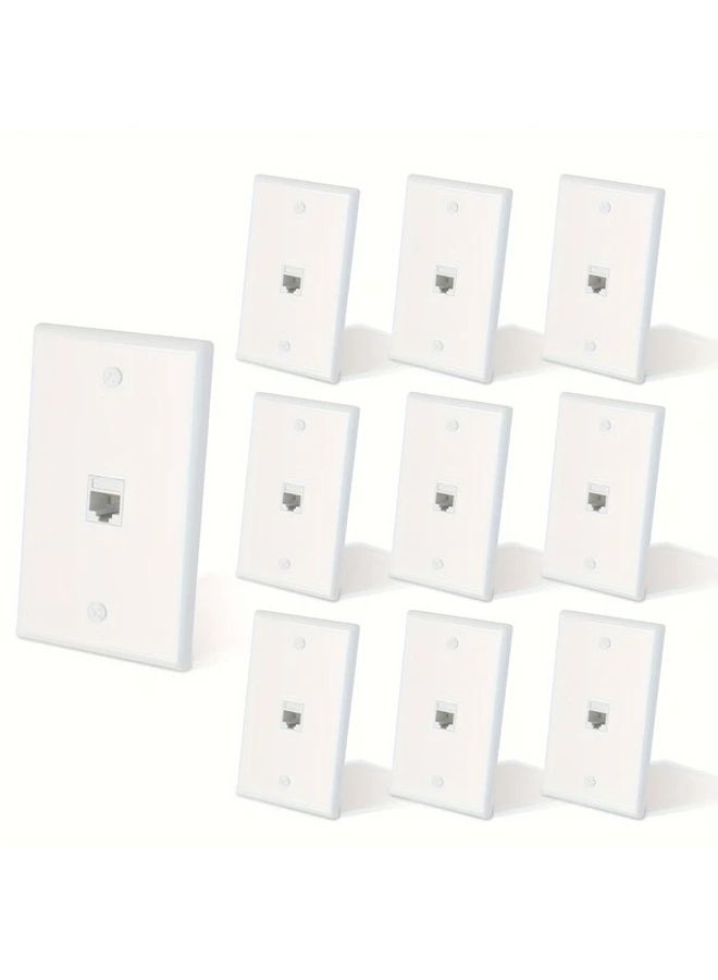 10 Pack Matte White Single Gang Ethernet Wall Plate Outlet With RJ45 Keystone Coupler - Image 1