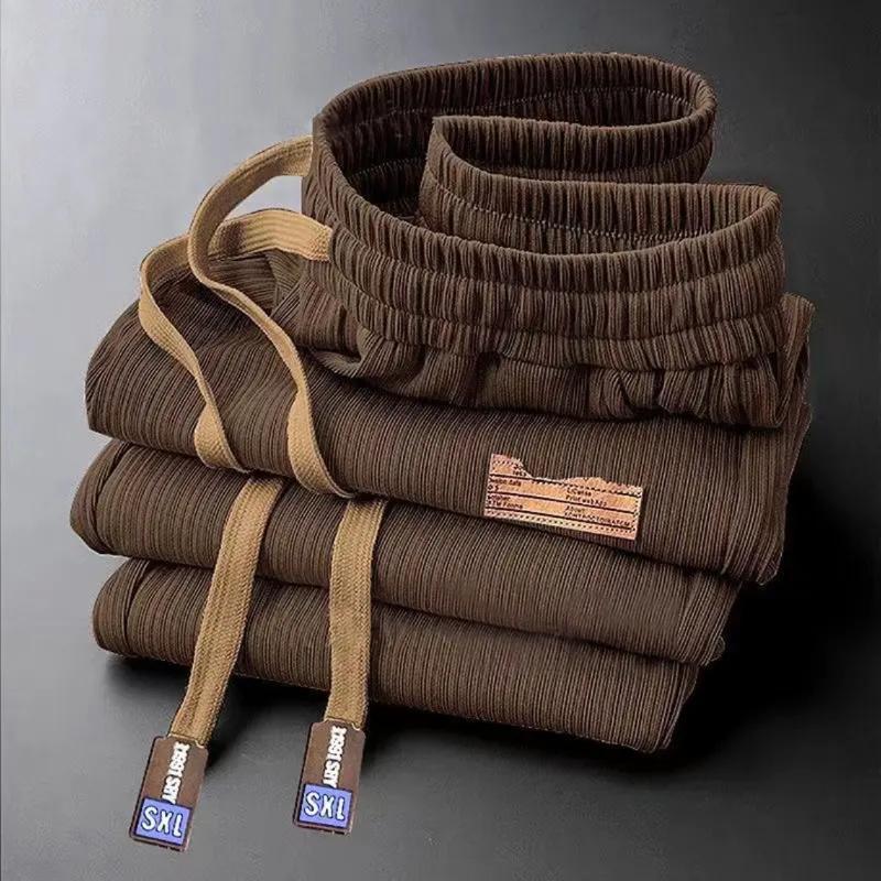 Ice Silk Casual Pants Men'S Summer Thin Pants Straight-Barrel Loose Wide-Leg Pants Instagram Style Trendy Sweatpants - Image 1