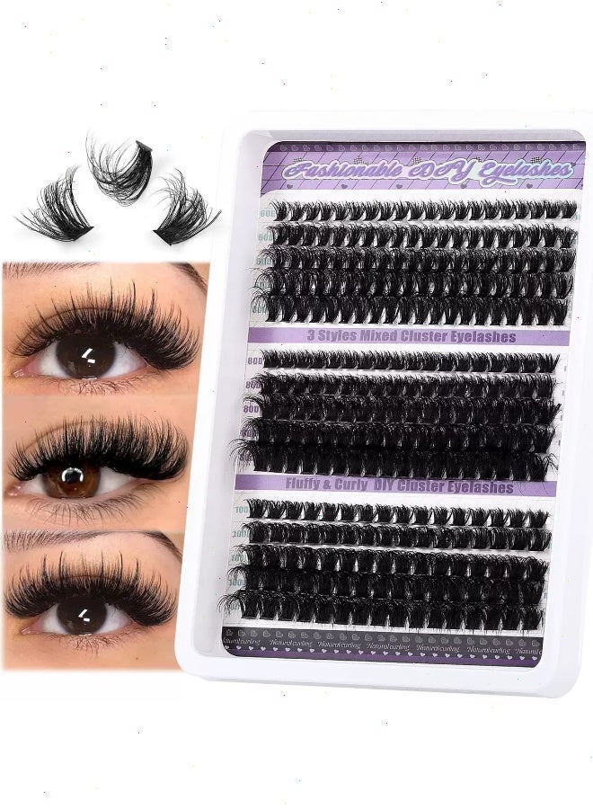 Lash Clusters Kit - Lash Clusters 30D40D50D Lashes 6D Curl Eyelash Clusters Fluffy Natural Lash Extension Kit with Bond and Seal False Eyelashes DIY at Home 300pcs - Image 1