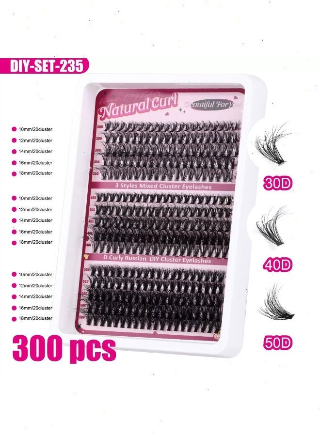 Lash Clusters Kit - Lash Clusters 30D40D50D Lashes 6D Curl Eyelash Clusters Fluffy Natural Lash Extension Kit with Bond and Seal False Eyelashes DIY at Home 300pcs - Image 5