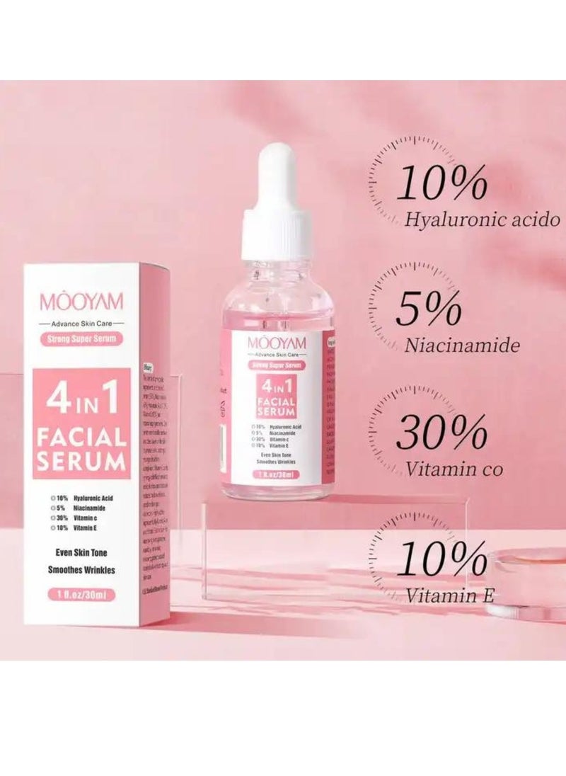 MOOYAM - 4 in 1 Facial Serum Vitamin C Serum for Face Vitamin C Facial Serums with Hyaluronic Acid Niacinamide Vitamin E Brightening Anti Aging Facial Serum for Dark Spots Fine Lines and Wrinkles 30ml - Image 1