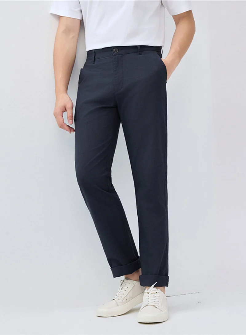 Men’s Low Rise Slim Taper Linen Cotton Pants