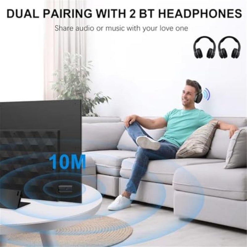 USB Bluetooth 5.2 Transmitter for 2 Wireless Headphones, Low Latency Wireless Audio Adapter compatible with TV, PC, for PS4, for Airplane and Gym Equipment using 3.5mm Jack Connection - Image 4