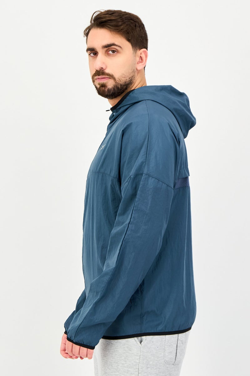 Reebok جاكيت رياضي للرجال بأكمام طويلة مناسب للخارج، رمادي - Image 2