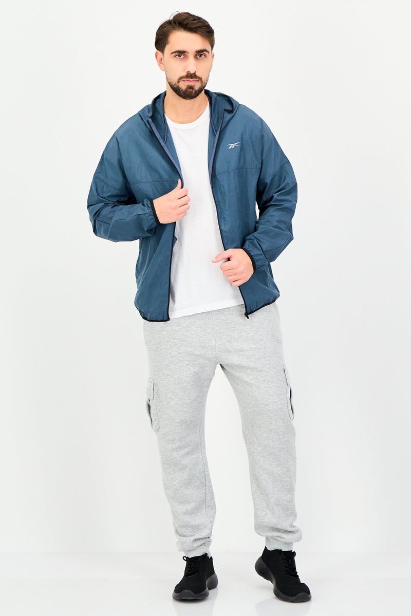 Reebok جاكيت رياضي للرجال بأكمام طويلة مناسب للخارج، رمادي - Image 4