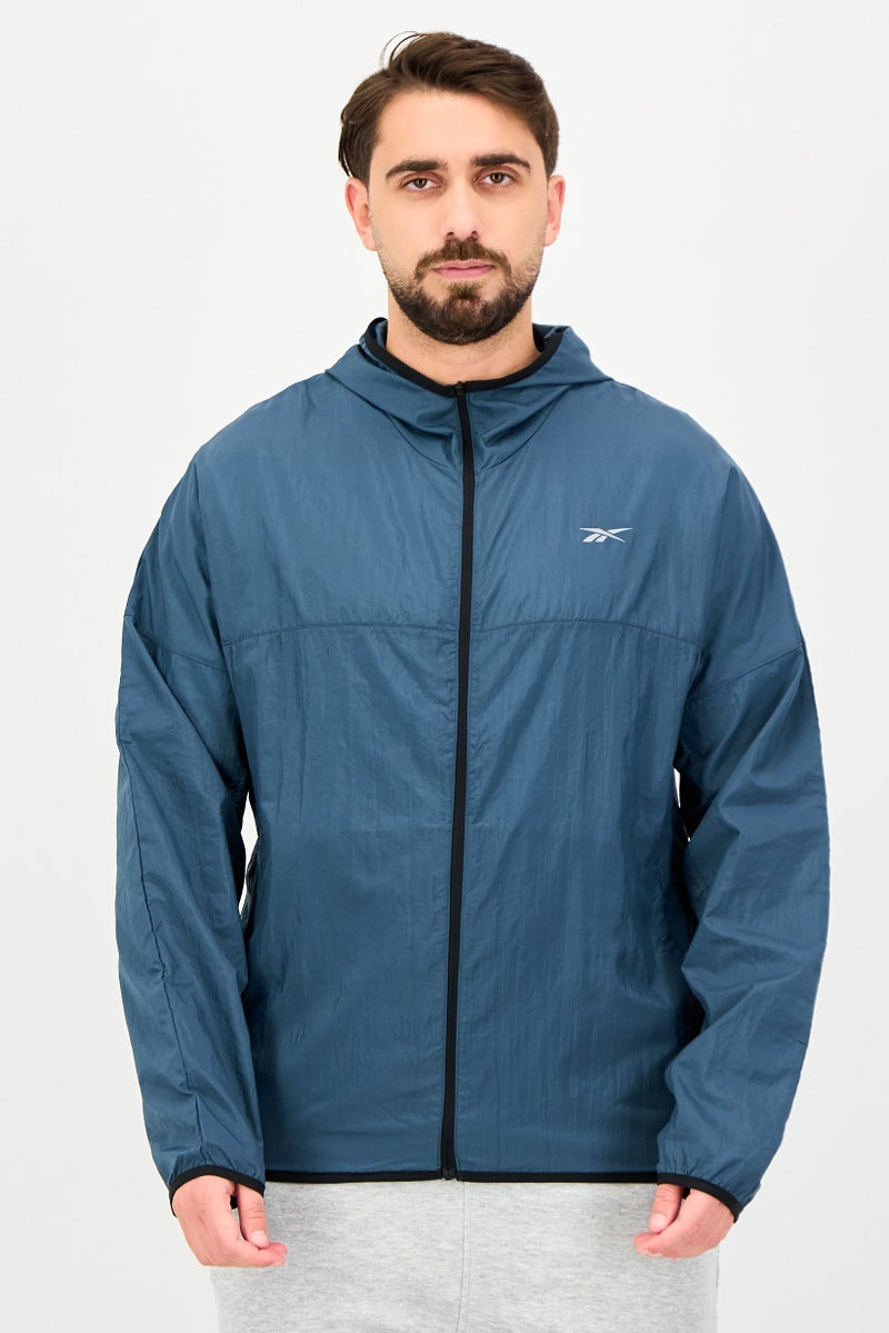 Reebok جاكيت رياضي للرجال بأكمام طويلة مناسب للخارج، رمادي - Image 1