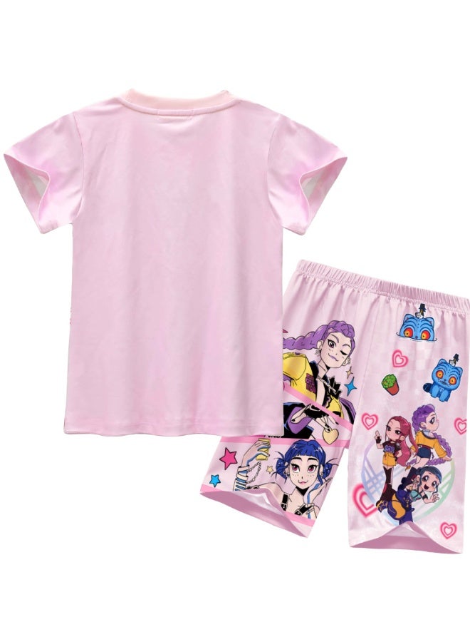 general K-Pop Demon Hunters Printed Short Sleeve and Shorts Set Multiple Sizes Soft Breathable Casual Loungewear Tracksuit for Fans Daily Wear - Image 3