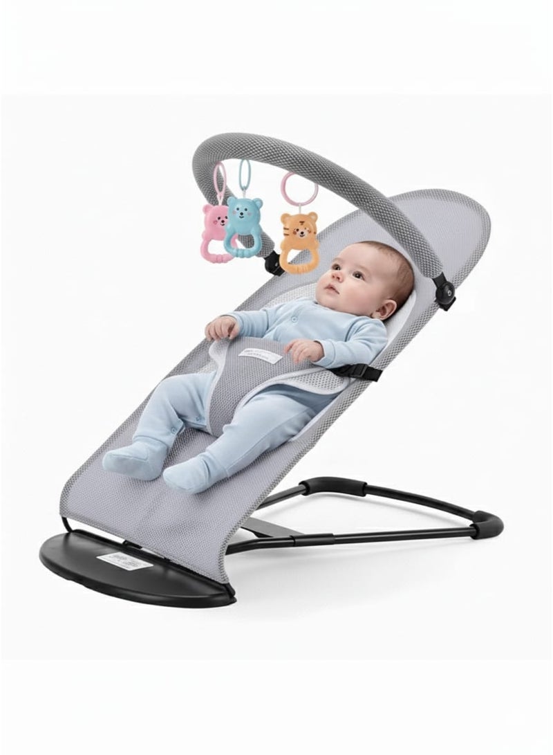 LO.BABY.VE Baby Bouncer, Portable Baby Bouncer Seat for Babies 0-12 Months, Infant Rocker Chair with Hanging Toys - Image 1