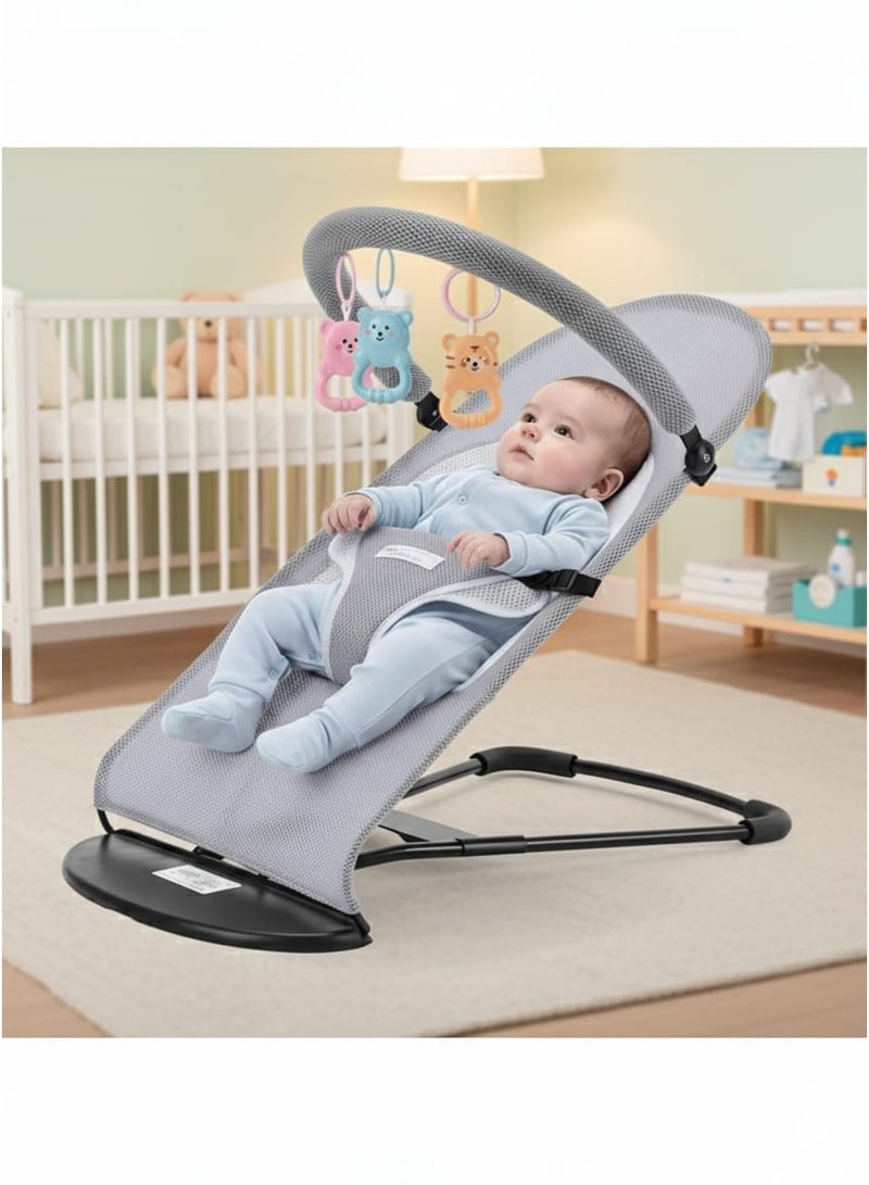 LO.BABY.VE Baby Bouncer, Portable Baby Bouncer Seat for Babies 0-12 Months, Infant Rocker Chair with Hanging Toys - Image 4