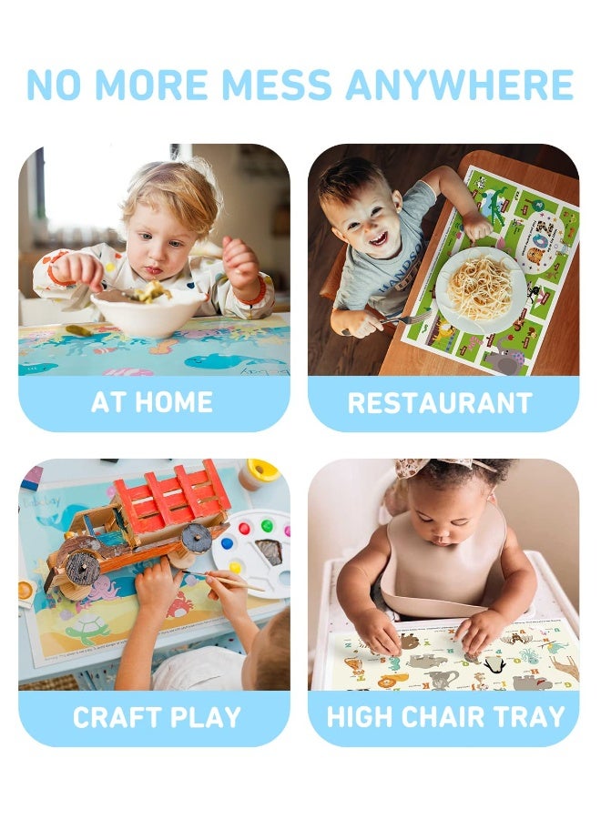 Babebay Disposable Placemats for Baby, 40 Pack Sticky Toddler Placemat for Restaurants, Dining Table, Party, Travel, 12" x 18" with 3 Designs - Image 5