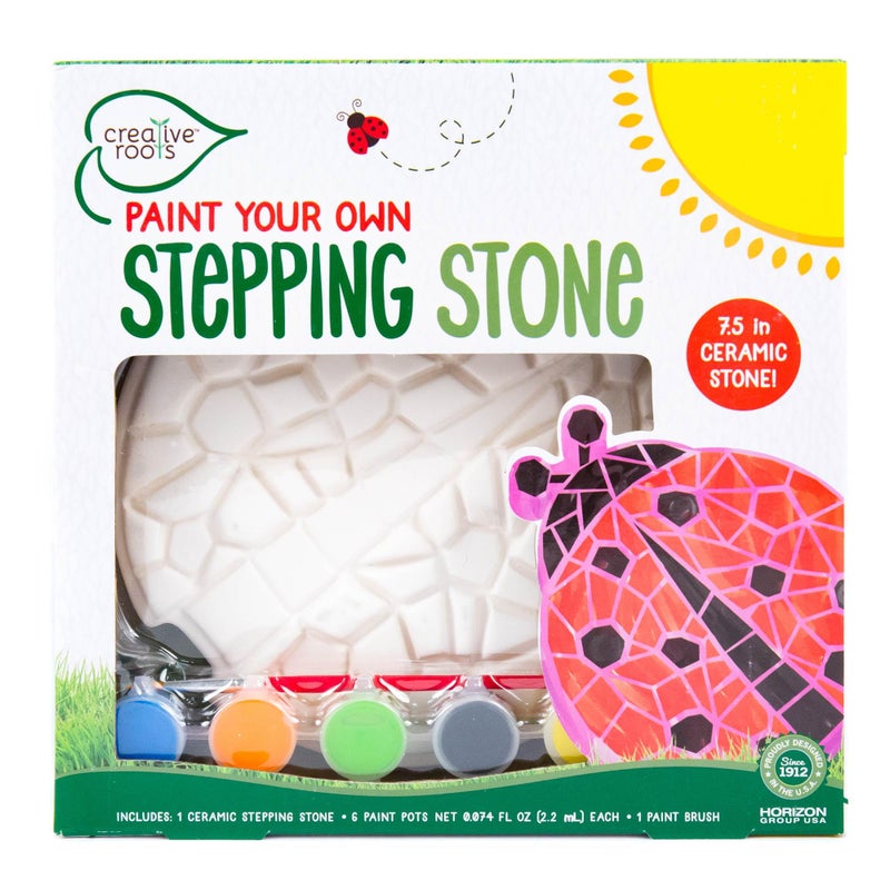 Creative Roots Mosaic Ladybug Stone Includes 7Inch Ceramic Stepping Stone 6 Vibrant Paints DIY Garden Stepping Stone Kit for Kids Ages 6 - Image 2