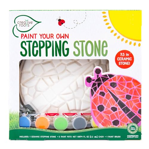 Creative Roots Mosaic Ladybug Stone Includes 7Inch Ceramic Stepping Stone 6 Vibrant Paints DIY Garden Stepping Stone Kit for Kids Ages 6 - Image 1