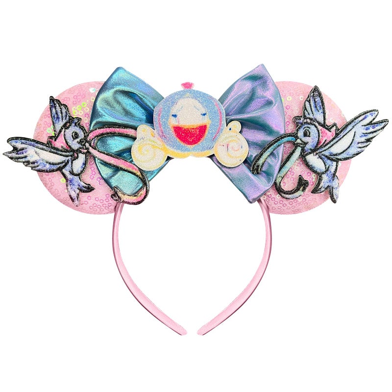 Bolonar Mouse Ears Headband for Women Adult, Birds Princess Hairband with Beads Sequin Ears