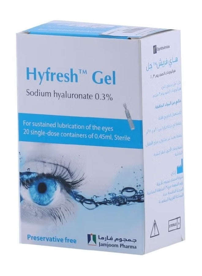 JAMJOOM PHARMA Hyfresh Gel Eye Drops 3mg/ml, 0.45ml Single-Dose Units, 20 Count - Intensive Dry Eye Relief - Image 2