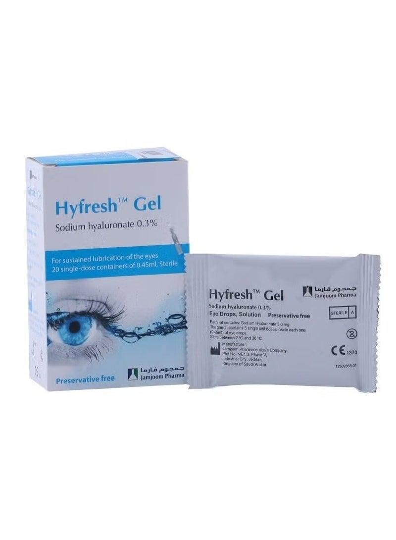 JAMJOOM PHARMA Hyfresh Gel Eye Drops 3mg/ml, 0.45ml Single-Dose Units, 20 Count - Intensive Dry Eye Relief - Image 1