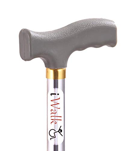 iwalk; Changing Lives Aluminum Walking Stick for Old People, Adult Men/Women, Patients & Physically Challenged with Adjustable Height Strong Aluminium Body (Silver). - Image 2