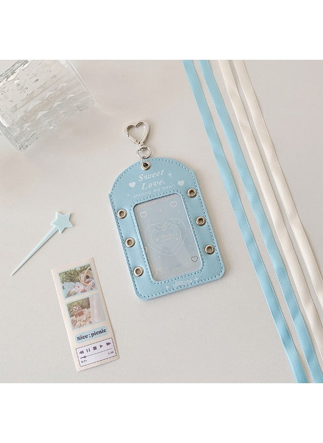 NIBEMINENT 1 - Piece Bright Silver Leather Ballet Bag Kpop Photo Card Holder Pendant Key Chain ID Badge Holder ID Card Holder Photo Card Protector for School ID Office ID Access Card for Women Girls  - Image 1