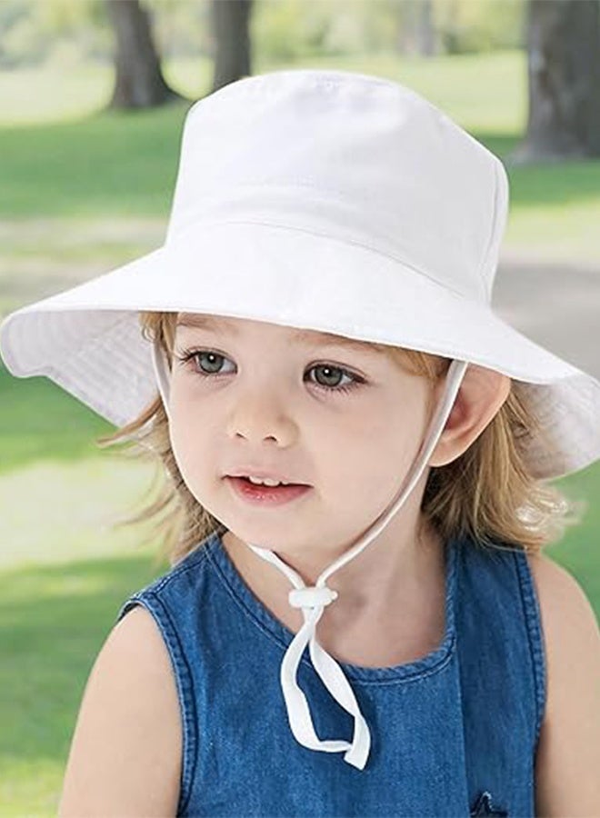 KANGLI Summer Toddler Bucket Hat Wide Brim Adjustable Beach Hats for Boys Girls Sun Protection Beach Hat Baby Hats（white） - Image 2