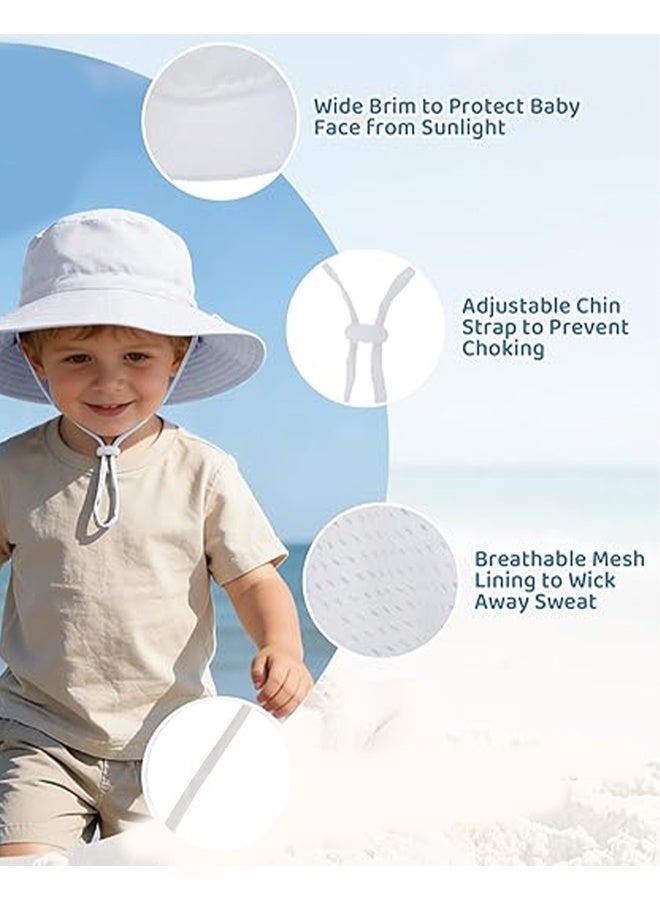 KANGLI Summer Toddler Bucket Hat Wide Brim Adjustable Beach Hats for Boys Girls Sun Protection Beach Hat Baby Hats（white） - Image 4