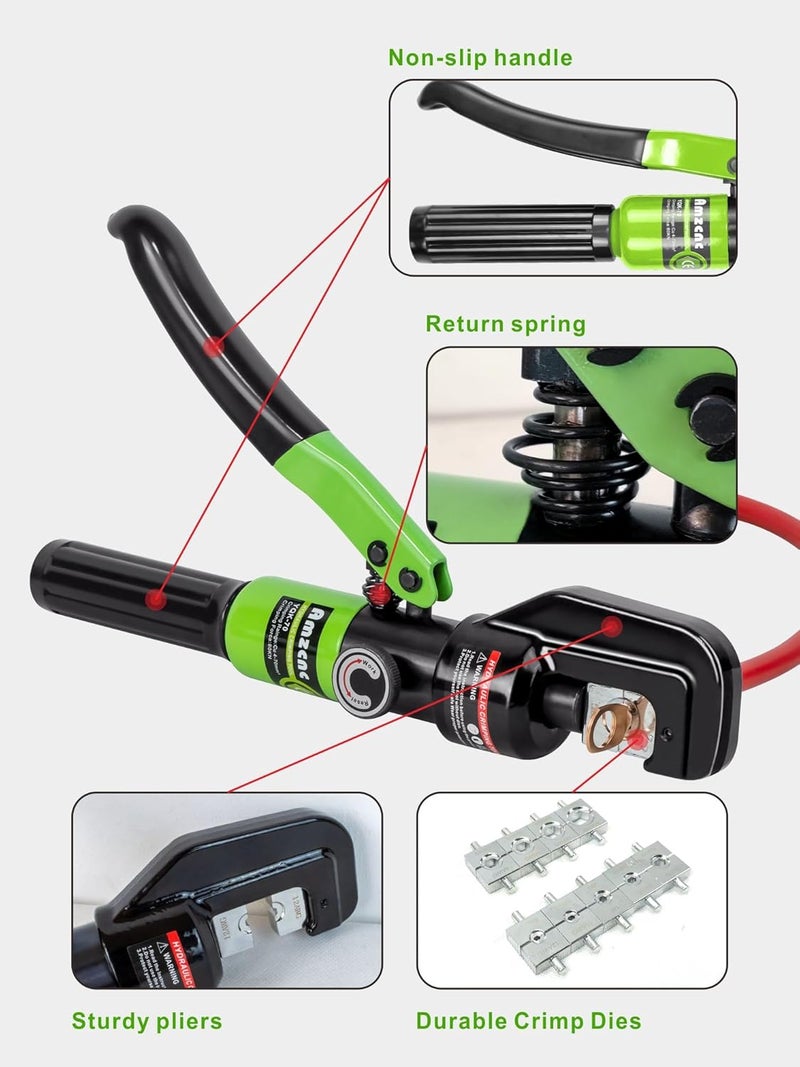 AMZCNC 10 Tons Hydraulic Wire Battery Cable Lug Terminal Crimper Crimping Tool With 9 Pairs of Dies - Image 4