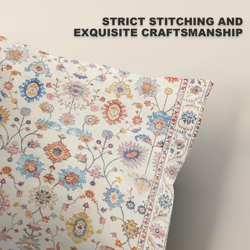 ZSYTZL Boho Throw Pillow Covers 18x18 inch Set of 2,Soft Pillowcases Bohemia Carpet Printing Pattern Decorative Sofa Living Room Bed Square Pillow Case Cushion Cover-Flower - Image 5
