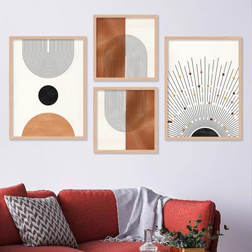 walllane Wood - Minimal Art Framed Painting/Poster For Living Room /Frames For Wall Decor (10 Inch X 13 Inch) Set Of 4 Cate- 036 - Image 3