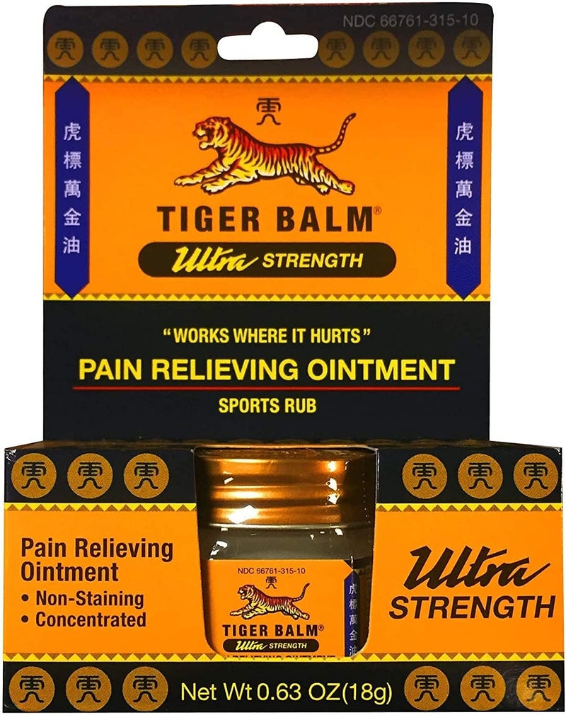 Tiger Balm مرهم تخفيف الألم من تايجر بالمر 18 جرام فرك العضلات قوة فائقة تايجر بالمر تخفيف لالتهاب المفاصل في الكتف تايجر بالمر فائق 6 عبوات - Image 1