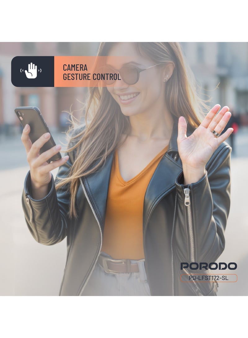 porodo FitSync Smart Ring with Digital Display and Touch Scroll Function / Number 7 Ring Size (17.3mm Diameter) / IP68 Water Resistant / Health Monitoring - Silver  - Image 4