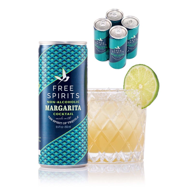 Free Spirits Margarita Non-Alcoholic Cocktail - Ready To Drink Mocktail - Low Sugar, Real Fruit Juice, B-Vitamins - Award-Winning - 8.4 fl oz Cans (4 Pack) - Image 1
