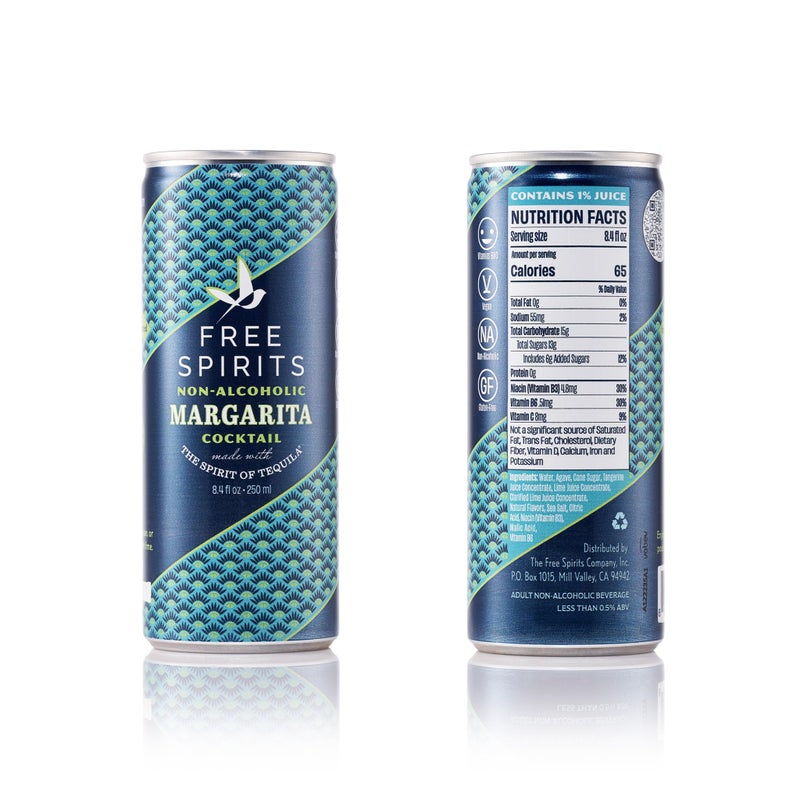 Free Spirits Margarita Non-Alcoholic Cocktail - Ready To Drink Mocktail - Low Sugar, Real Fruit Juice, B-Vitamins - Award-Winning - 8.4 fl oz Cans (4 Pack) - Image 2