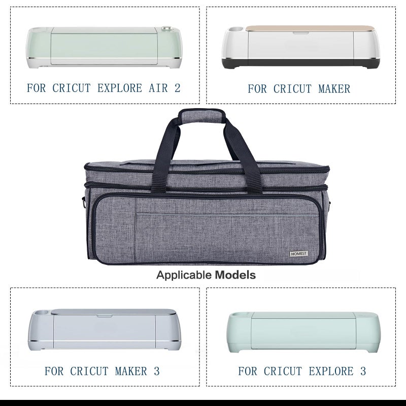 HOMEST Double Layer Carrying Case with Mat Pocket for Cricut Maker 4, Explore 4, Multi Front Pockets for Accessories and Supplies, Grey - Image 5