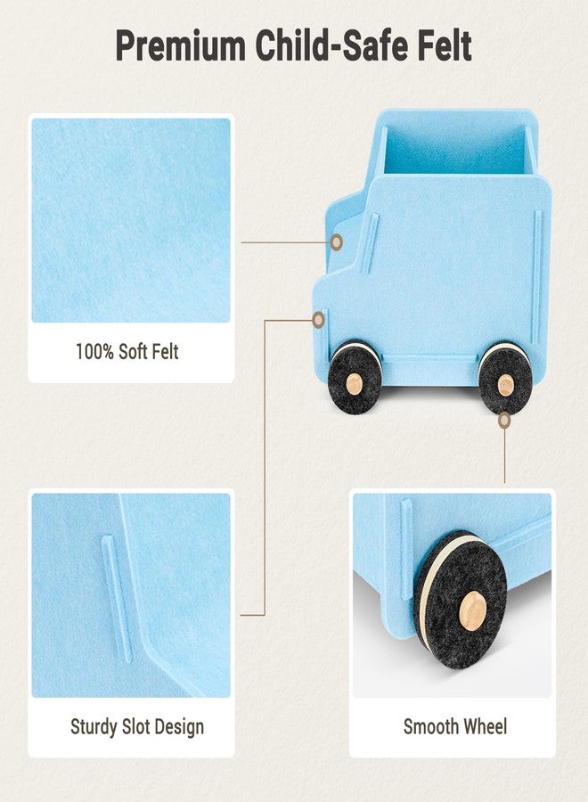 QUEENLINK Toy Storage Box with Wheels, Soft Felt Toy Organizers and Storage for Kids, 17" x 12" x 12", 10 Gal, Multifunction Toy Chest for Living Room, Playroom, Nursery - Light Blue - Image 5